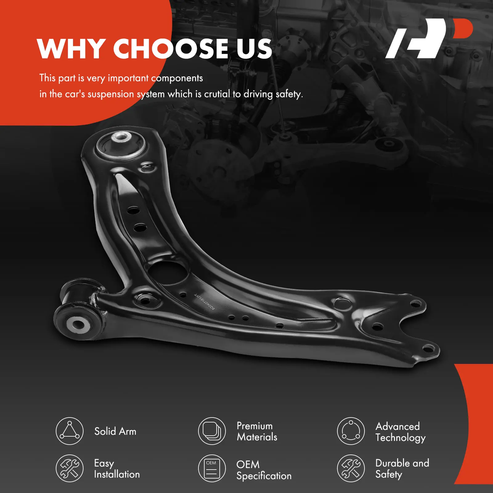 A-Premium Front Left Lower Control Arm for Volkswagen Jetta 2019 2020 2021 2022 Golf GTI 2015 2016 2017 2018 2019 2020 2021 e-Golf Audi A3 A3 Quattro S3 2015 2016 2017 2018 2019 2020