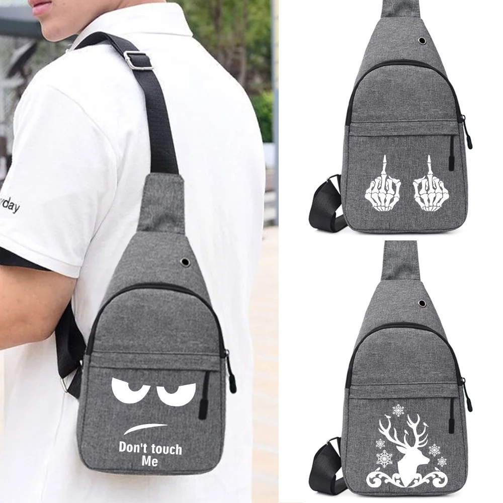 

white picture Print Sundries Storage Pack Crossbody Bags Single Shoulder Chest Bags Men Cycling Work Commute Adjustable Package