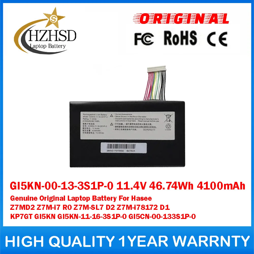 GI5KN-00-13-3S1P-0 11.4V 46.74Wh 4100mAh Genuine Original Laptop Battery For Hasee Z7MD2 Z7M-i7 R0 Z7M-SL7 D2 Z7M-i78172 KP7GT