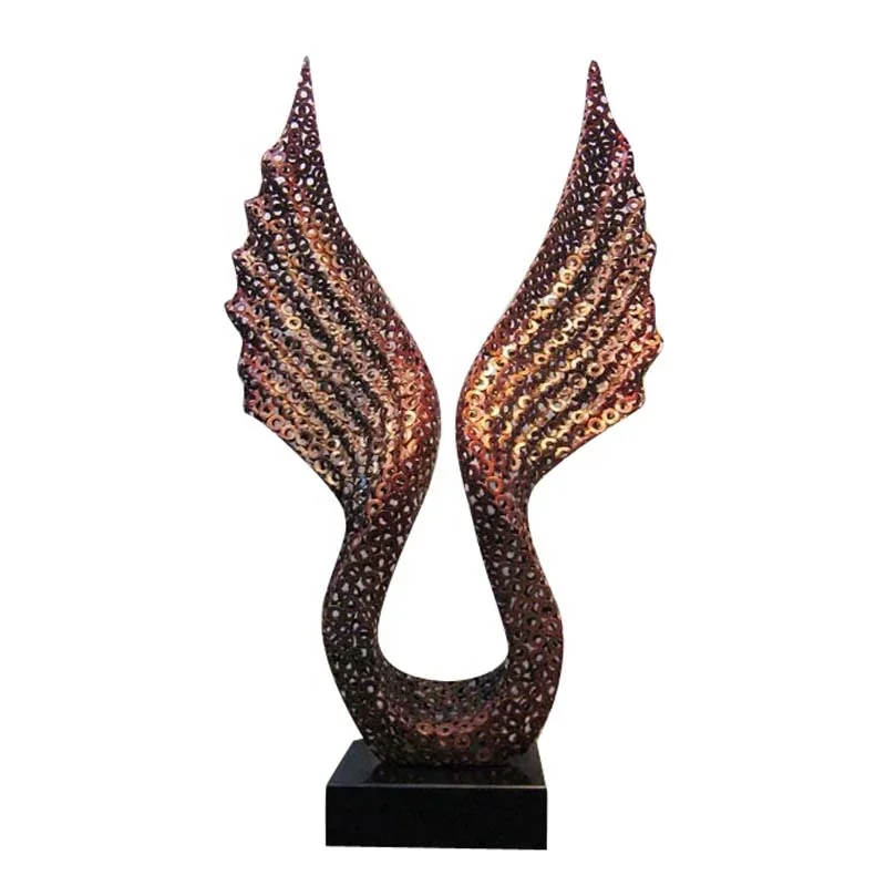 Customized Stainless Steel Bronze Wings Metal Sculpture For Hotel Decor