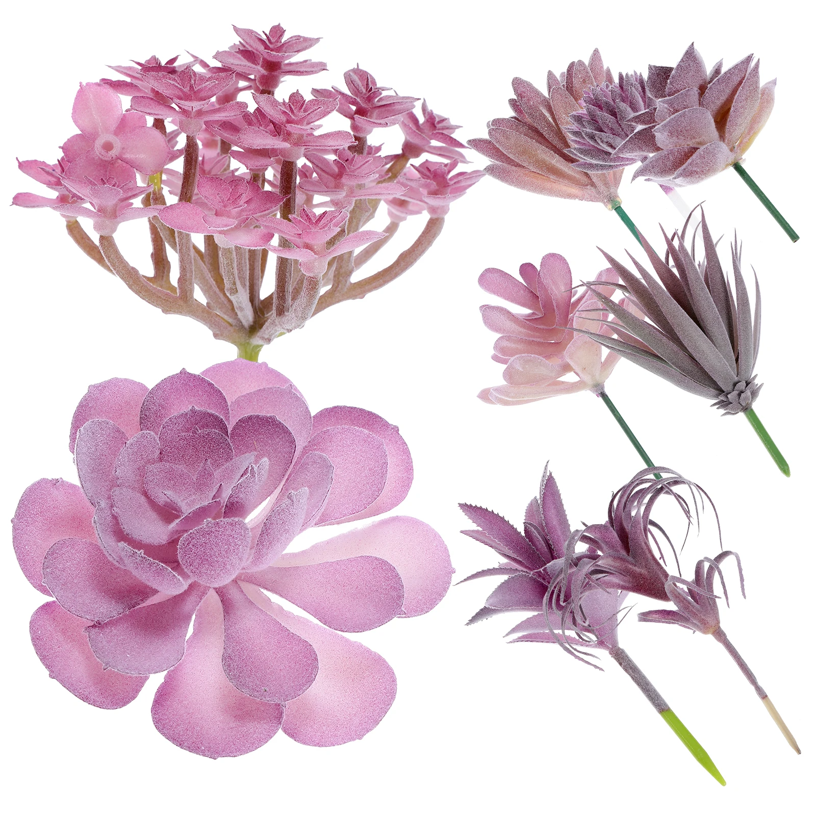 

9pcs Artificial Succulent Plants Purple Series Small Size Decorative Fake Plant Indoor Room Office Vivid Faux Plastic