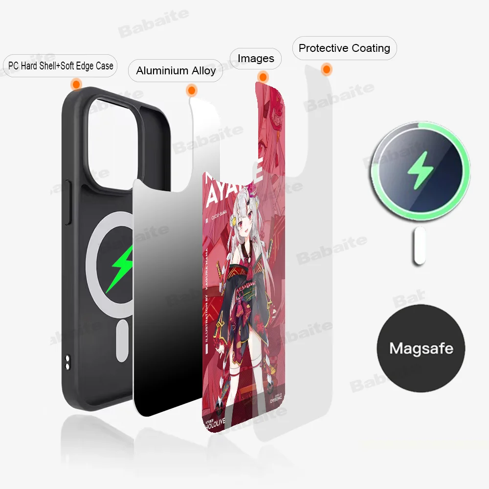 Cute Nakiri Ayame Phone Case Phone Case For iPhone 16 14 13 12 11 15 Pro Max For Magsafe Magnetic Wireless Charging Cover