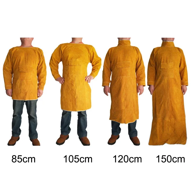 Cowhid sváření zástěra plamen retardant dlouhé rukáv svářeč ochranný oblečení nehořlavý wear-resistant proti opaření labor