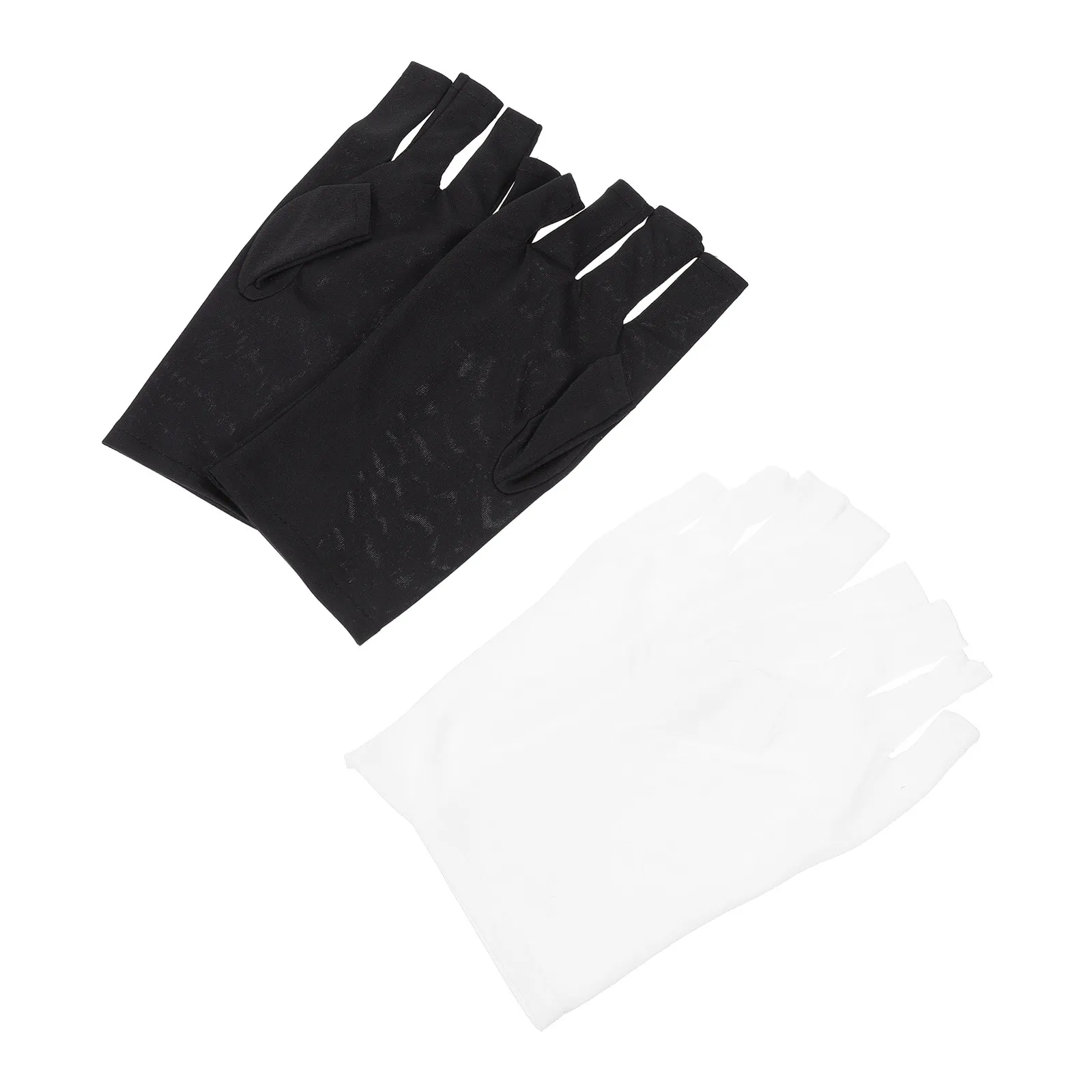 

2Pairs Sun Protection Hand Sleeves Stretchy Polyester Fingerless Manicure Gloves Uv Hand Protector for Nail Art Salon Baking