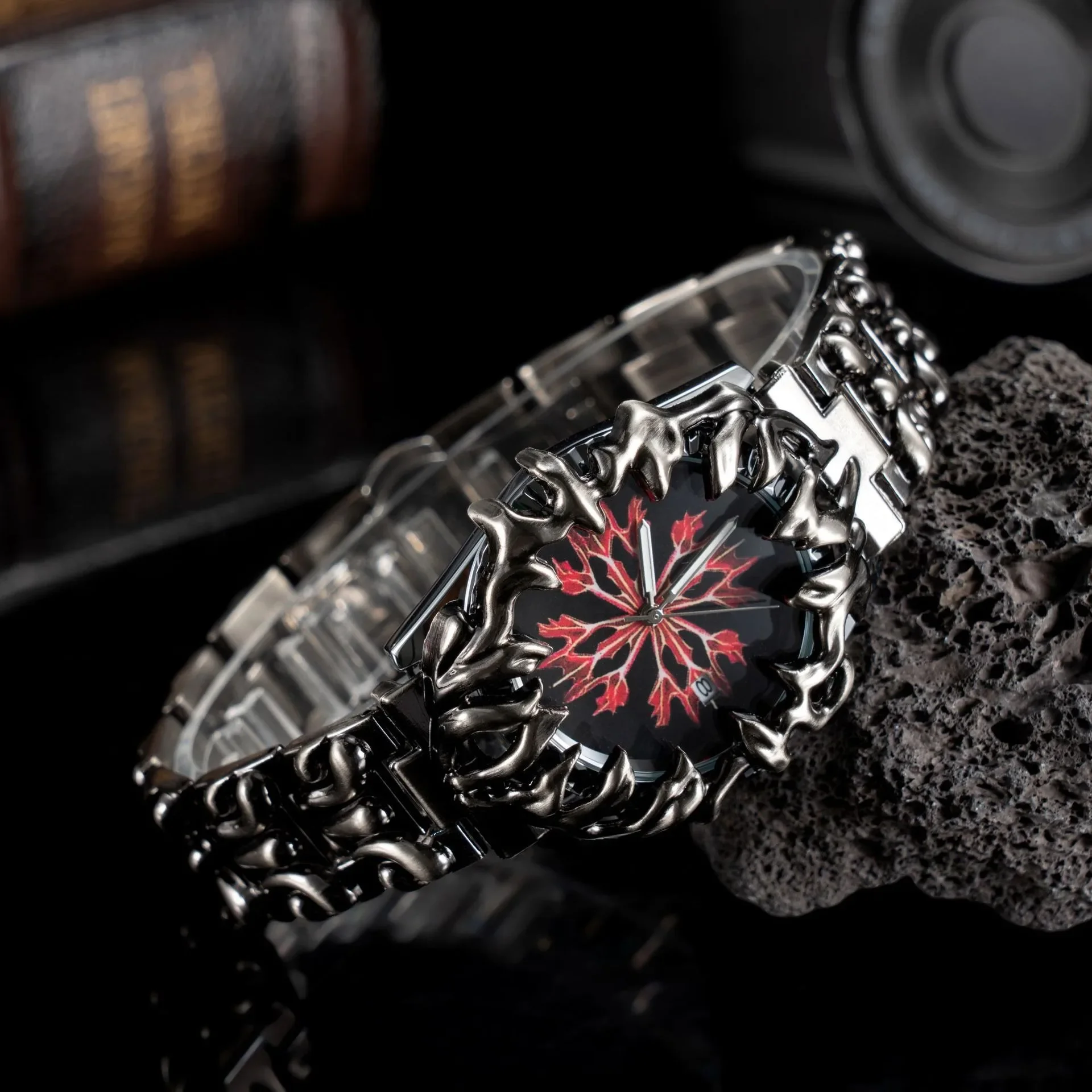 

Unique Quartz Watches Red Space-time crack design Men Alabaster IndustriesDevil Claw Top Creative Watch Male AAA Clocks Relogio