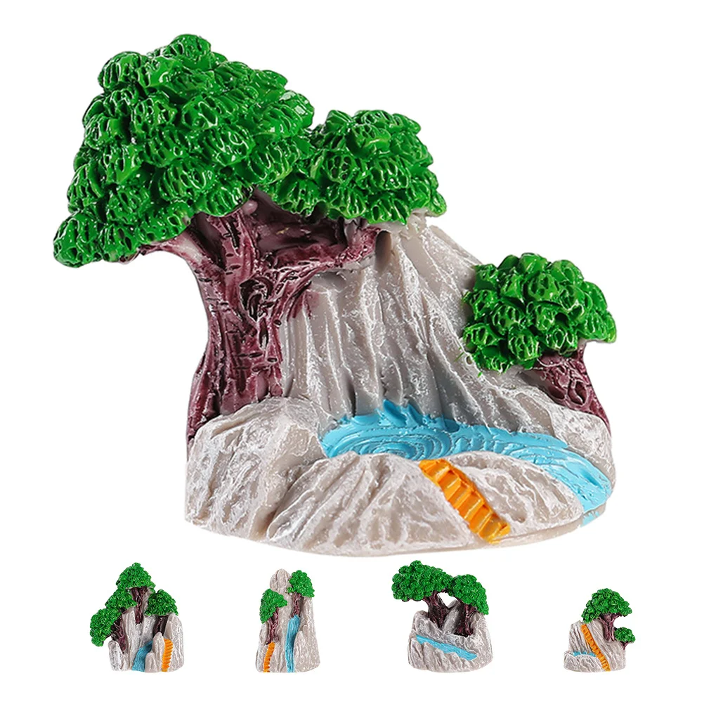 

5pcs Miniature Landscape Decor: Realistic Rockery With Flowing Water For Desk Home Office Indoor Garden, Diy Mini Bonsai