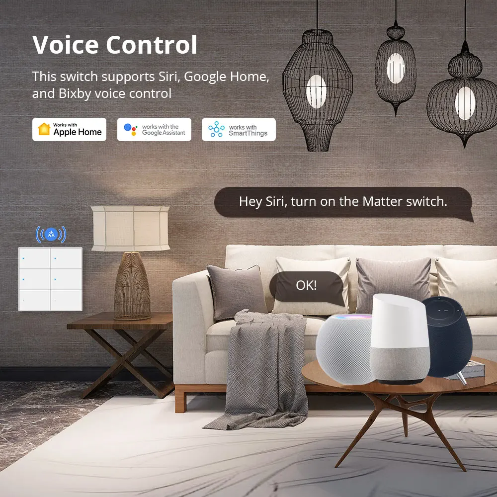 Imagem -04 - Zemismart-interruptor Inteligente de Botão Trabalho dos Eua com Casa Google Home Controle de Aplicativos Smartthings Matter Over Wifi Gangues