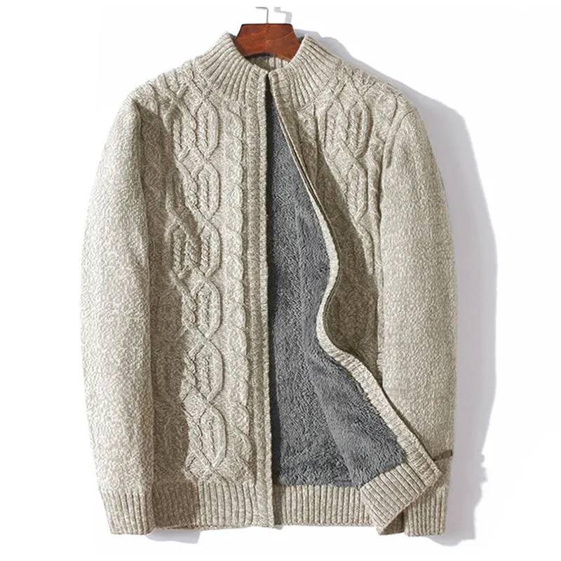 Warm Fleece Mens Wool Cardigan Sweater Thicken Cashmere Winter Cardigan Turtleneck Male 2022 Outwear Plus Size 4XL 5XL 6XL 7XL