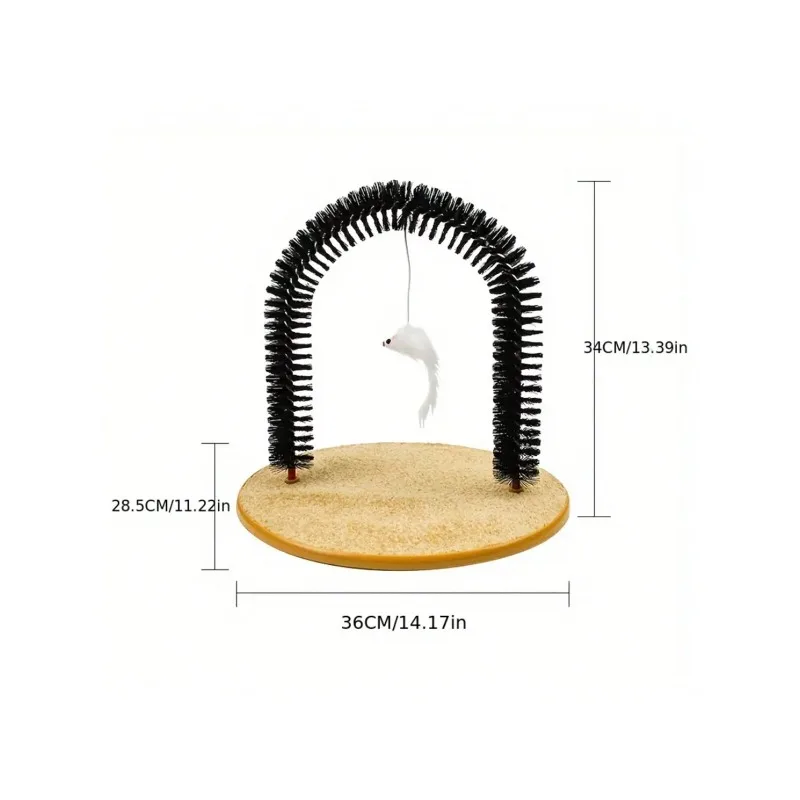 1pc,Cat Arch Tickle Toy With Scratching Board Base - Durable Bristle Material, Fur Grooming And Claw Grinding