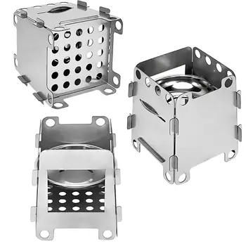 便攜式柴火爐戶外露營爐具可拆卸燒烤架不鏽鋼折疊爐露營廚具 8 最佳銷售 流浪漢爐灶 - №6