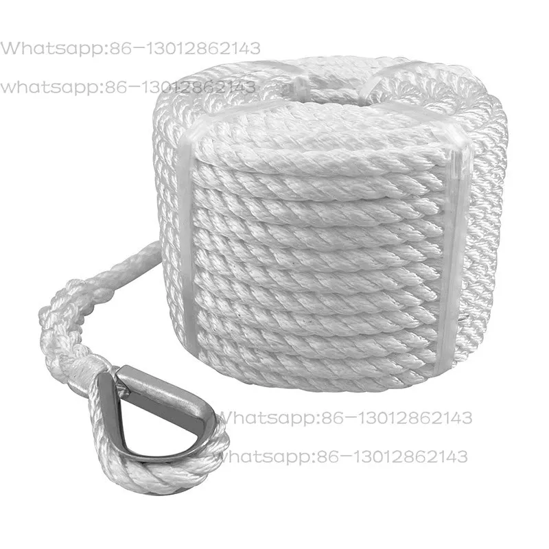 Nylon Anchor Rope, Marine Mooring Anchor Line With Stainless Steel Shackle, Wear Resistant Boat Yacht Dock Line
