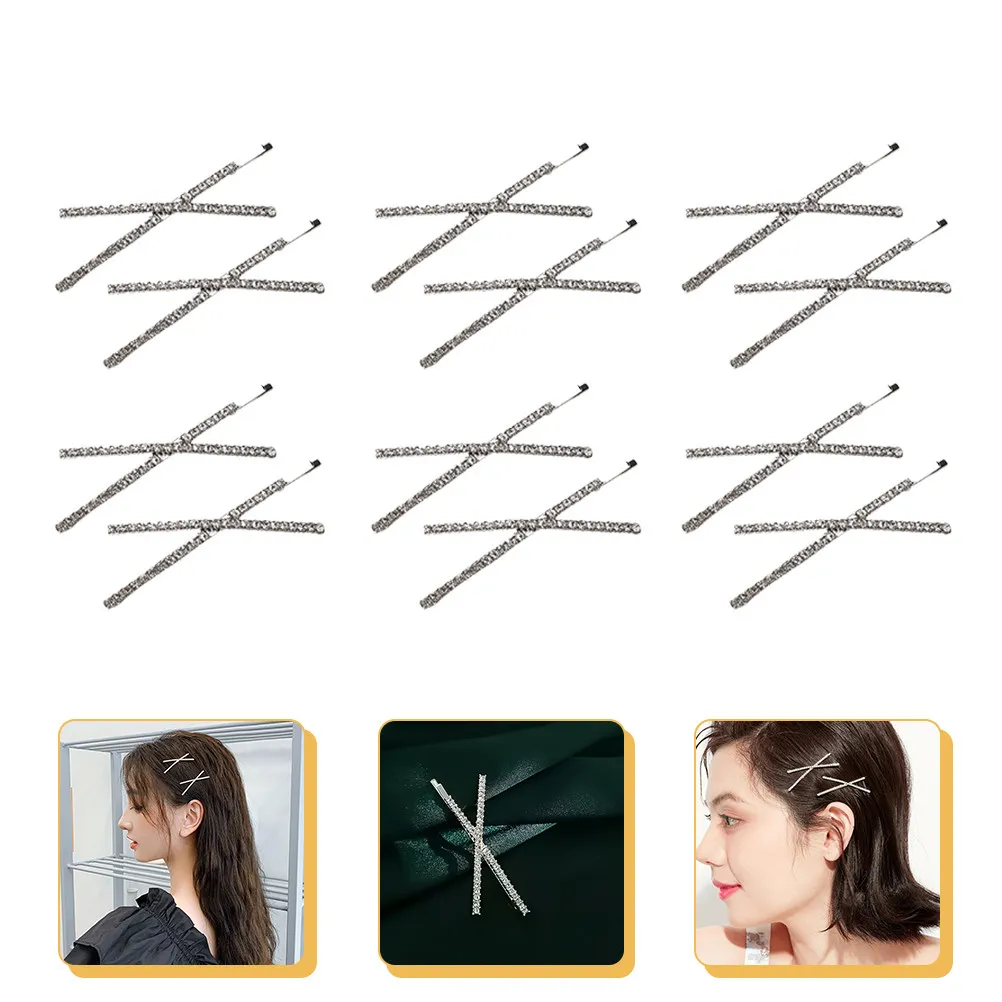 

12Pcs Rhinestone Hair Clips Sparkling Decorative Bobby Pins for Party Daily Use Hair Accessories Girls Barrettes