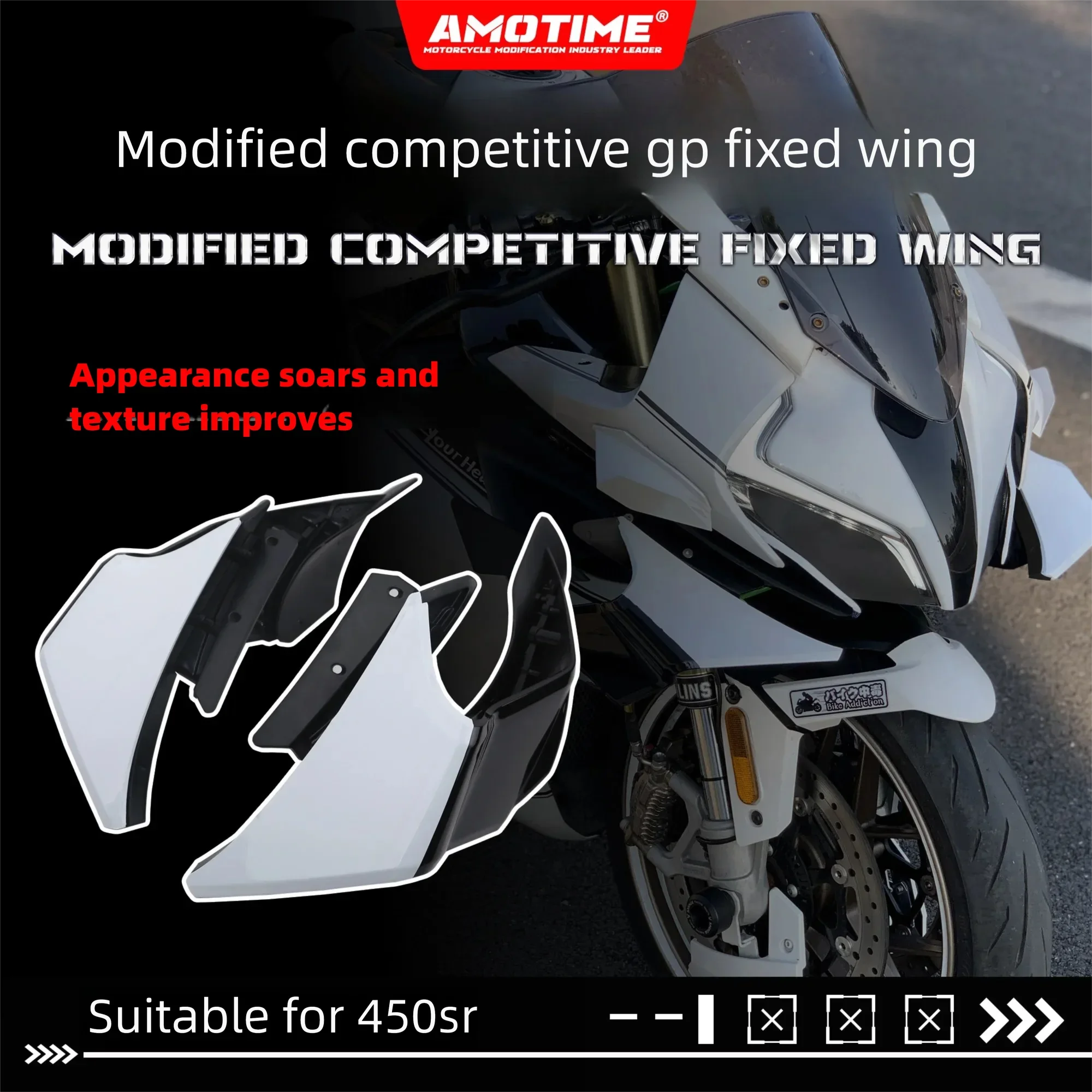 

For CFMOTO 450SR 450SS Modification Stabilizing Wing GP Model,Track Side Wing,Racing Front Splitter.Rear Wing,Fairing Accessory