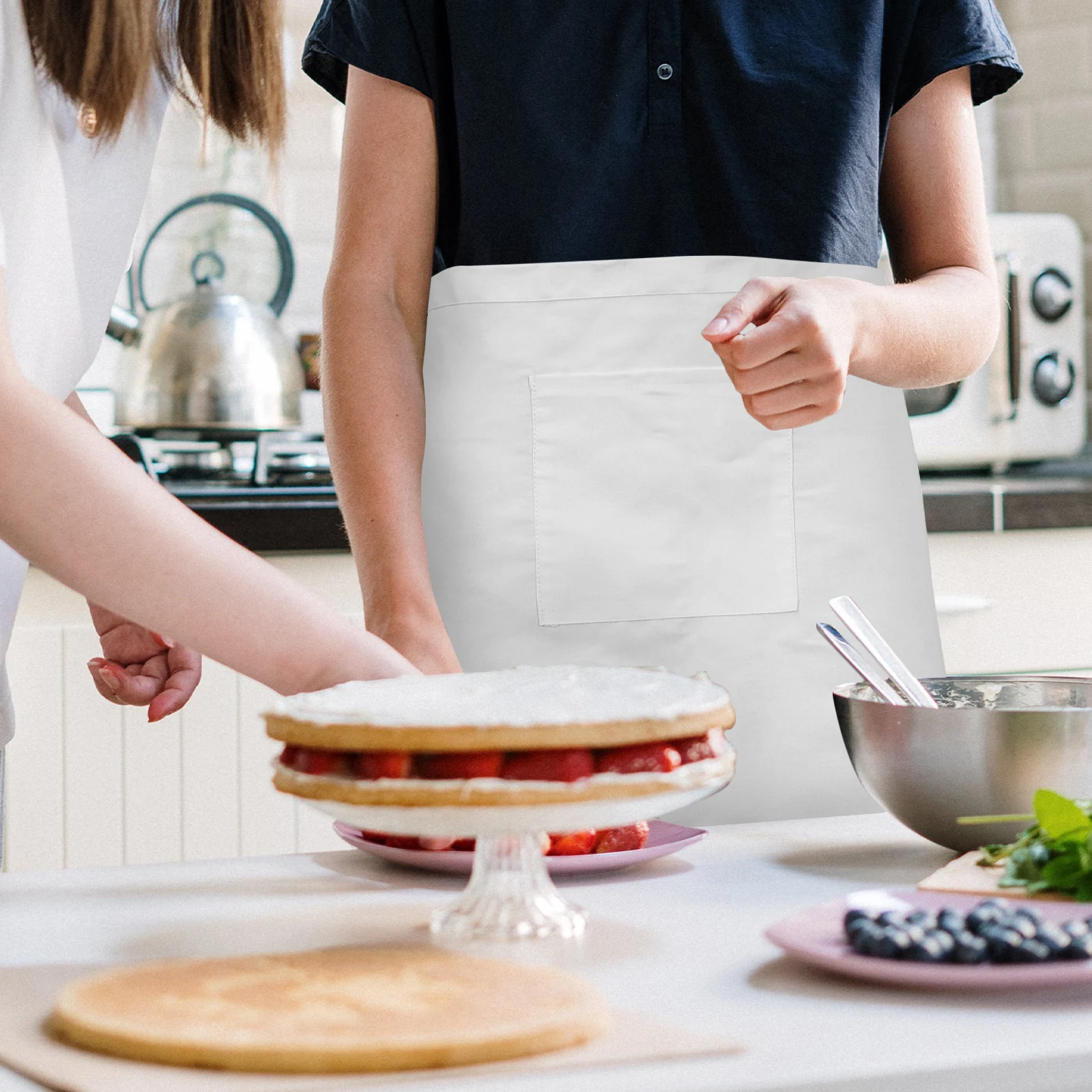 1pc Chef White Waist Cotton Aprons Special Kitchen Cotton Barbeque White Waist Aprons For Men Sleeveless Cleaning Half