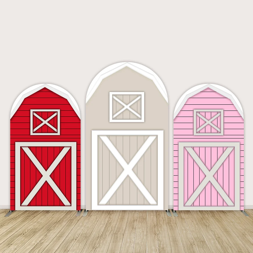 

Pink Red Barn Farm Arch Backdrop Cover Customize Kids Birthday Chiara Arched Wall Photography Background Baby Shower Banner