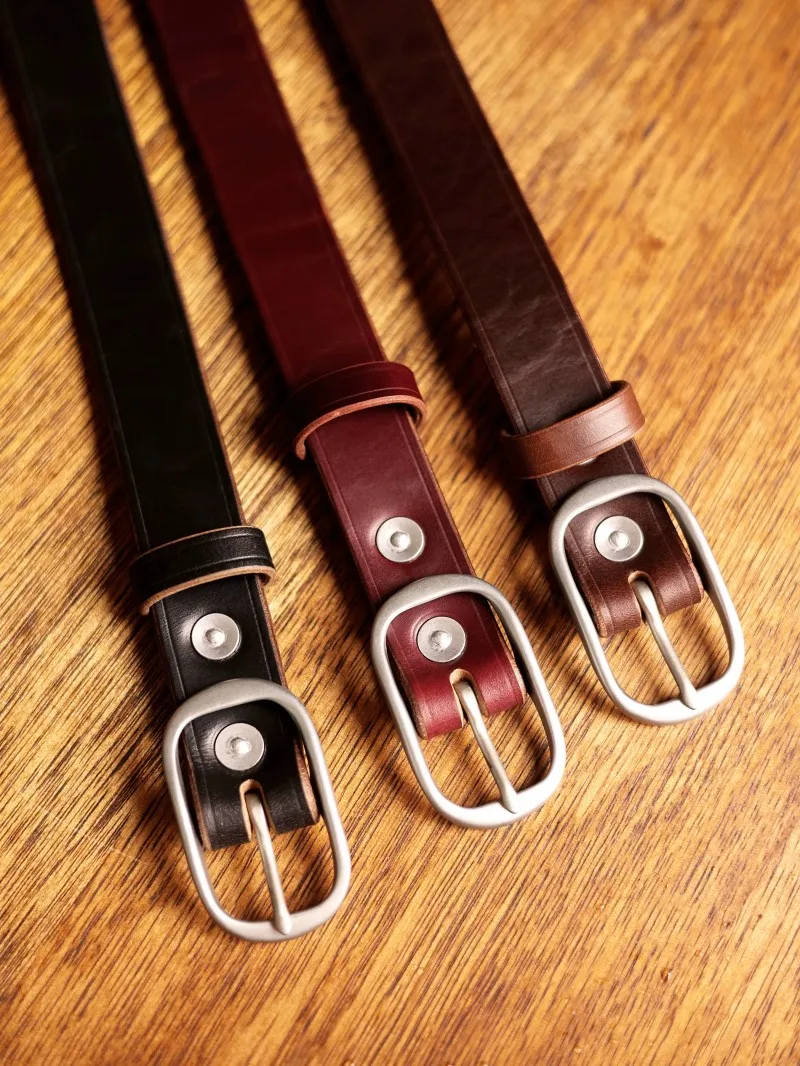Men Women Classic Narrow Belt, Genuine Horween Shell Cordovan Oil‑Wax Top Grain Cowhide Leather Strap