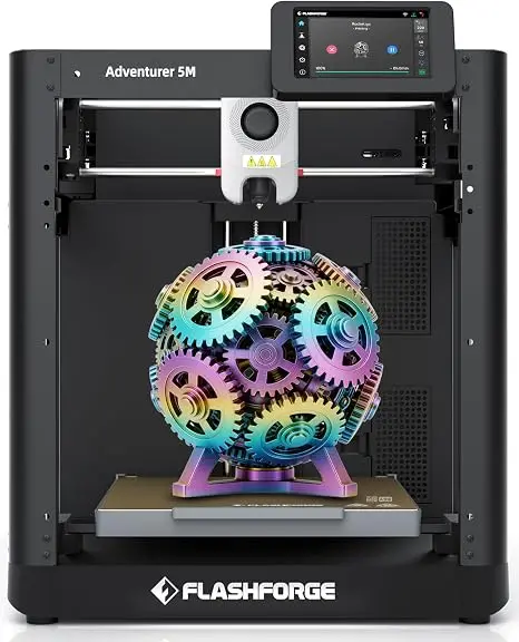 FLASHFORGE Adventurer 5M 3D Printer for Kids & Beginners, 220x220x220mm | 600mm/s Max Speed Core XY, One-Click Auto Leveling
