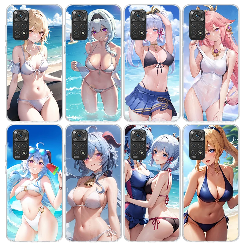 Genshin Impact Hentai Sexy Meisje Telefoonhoesje Voor Xiaomi Redmi Note 12S 12 11S 11 10S 10 Cover 11e 11T Pro Plus 9 9S 9T 8 8T 7 Prin