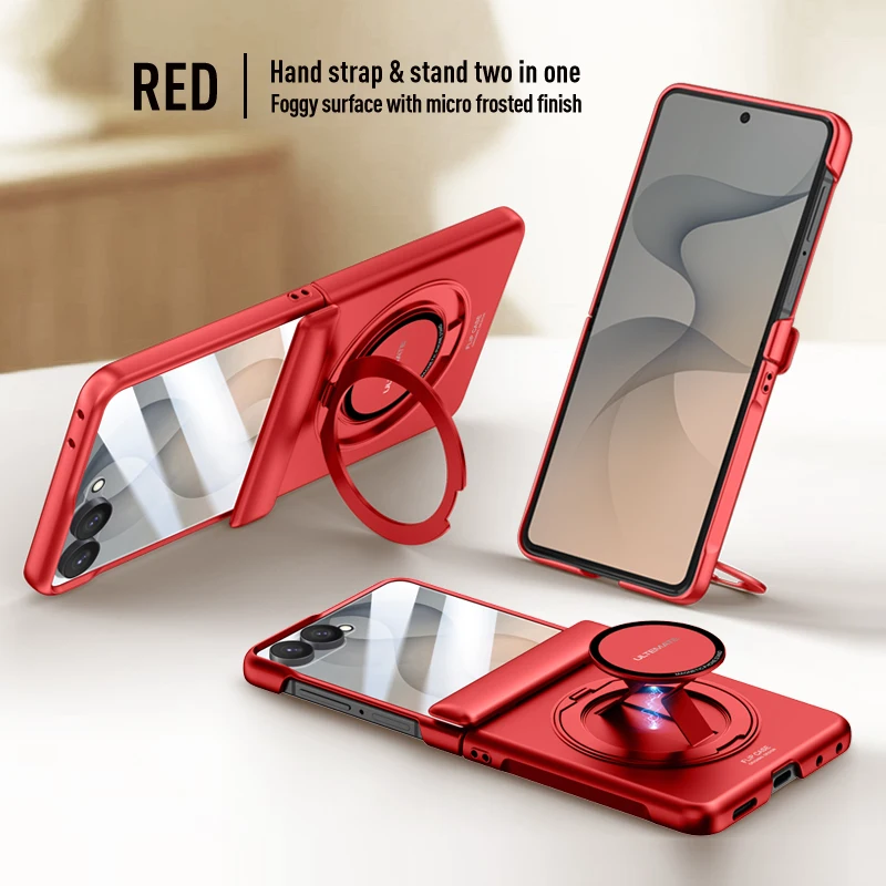 For Magsafe Magnetic Phone Case For Samsung Galaxy Z Flip 8 5G 360 Rotation Bracket With Mirror Film All-inclusive Protection