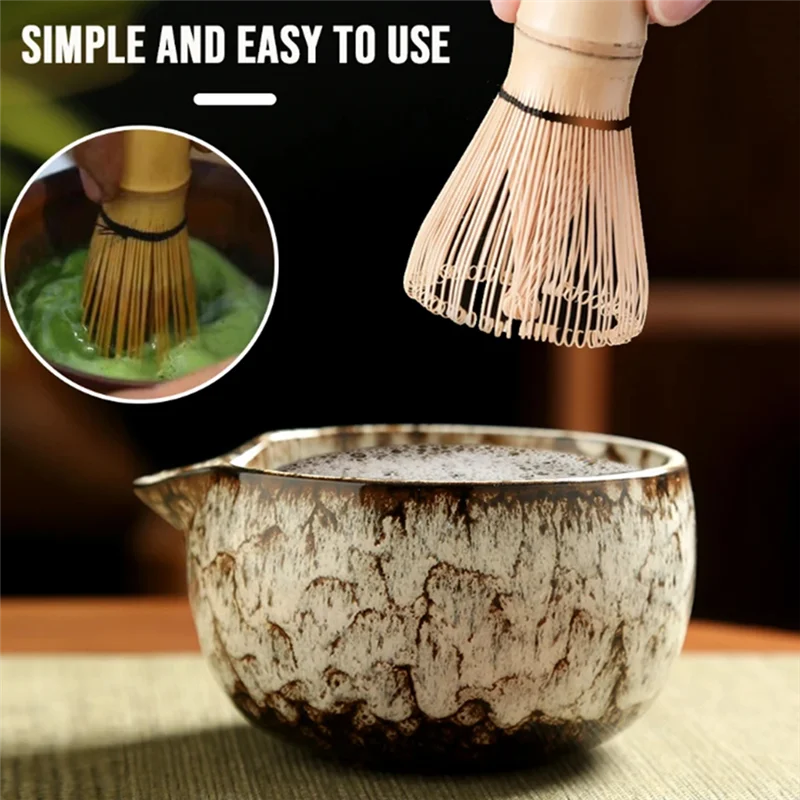 ABUL-6Pieces Japanese Matcha Tea Set Safe Bamboo Whisk Teaspoon Tea Sets Matcha Bowl Matcha Whisk Holder For Tea Lovers