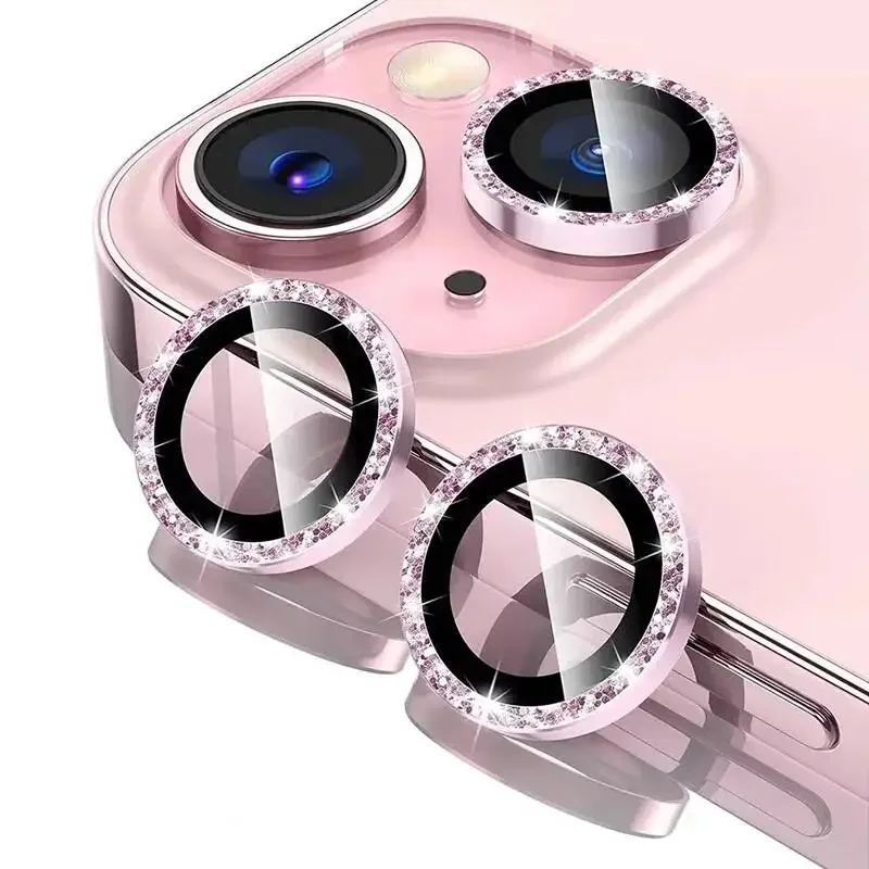 Protection d'objectif d'appareil photo scintillante 17 Air en verre métallique pour iPhone 15 16 12 11 14 Pro Max Plus 13 Mini