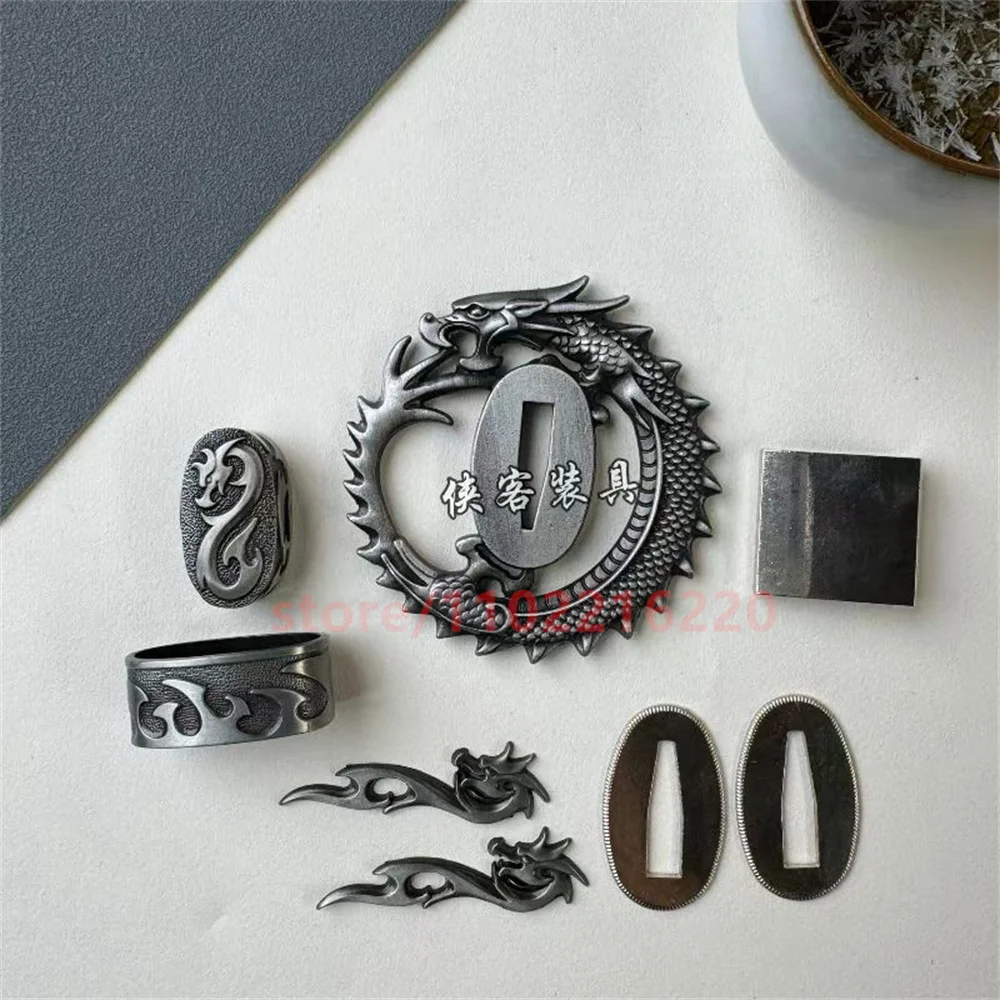 A Set Very Cool Alloy Tsuba Handguard Fuchi Kashira Menuki Habaki Seppa For Japanese Real Japan Samurai Katana Sword Fittings