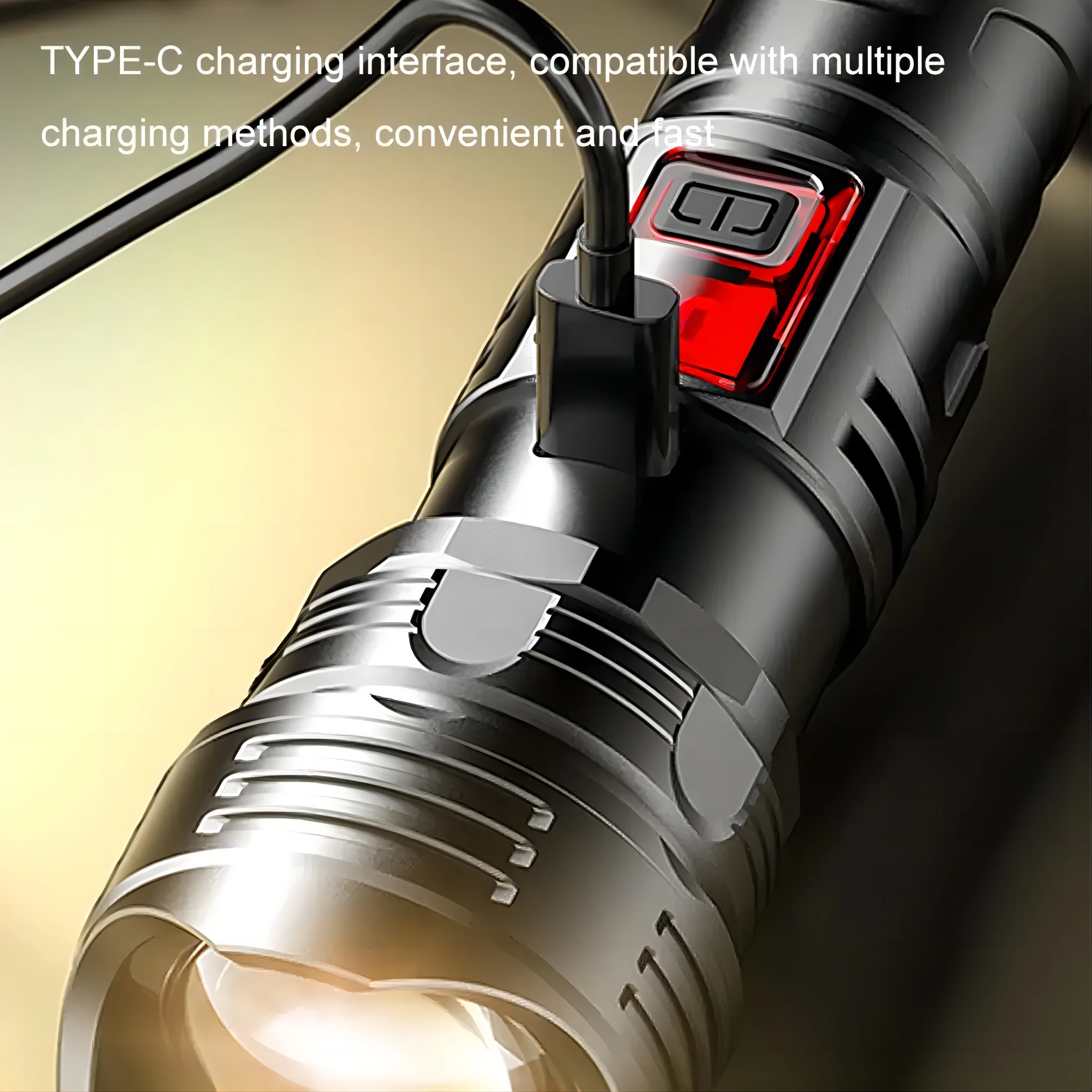 Portable High Power LED Flashlights USB Rechargeable Strong Tactical Lantern Outdoor Zoomable Torch Lamp For Emergency Hand Ligh