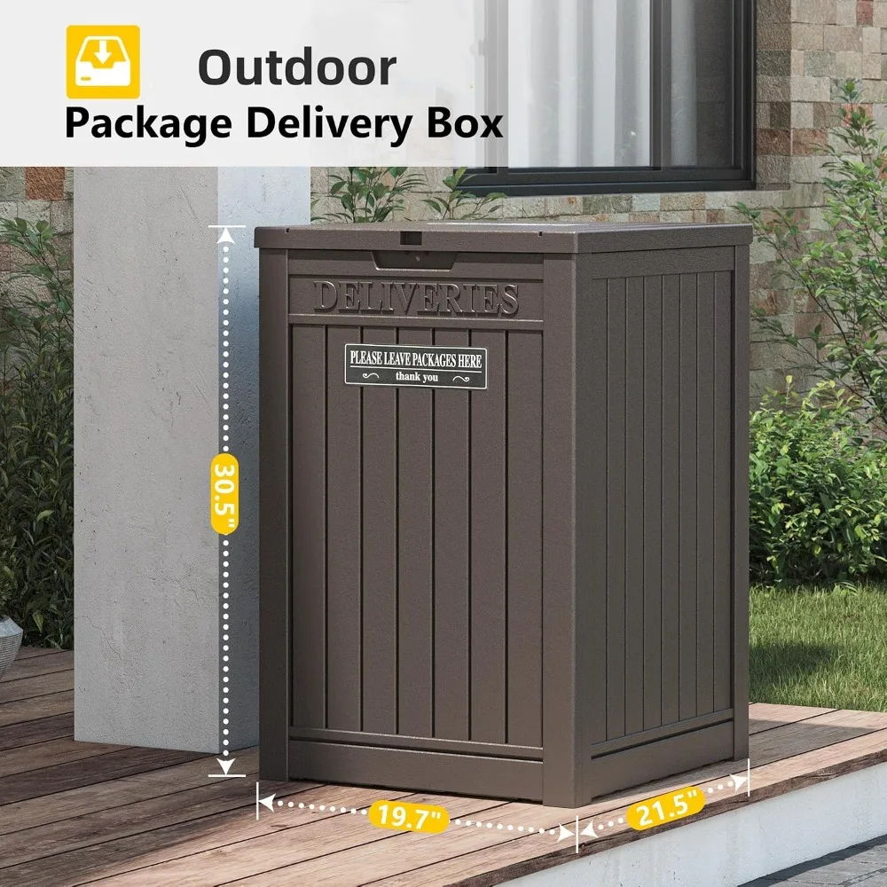 Package Delivery Box for Outside, Brown - Large Mailbox for Porch, Weatherproof Parcel Drop Box