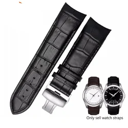 For Tissot 1853 T035 Leather Watchband T035627A Curved End Calfskin Watch Strap Butterfly Buckle Bracelet 22mm 23mm 24mm