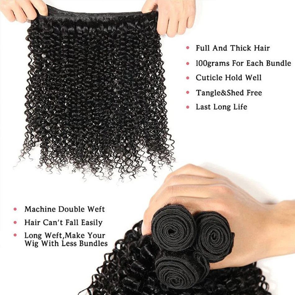 Raw Indian Kinky Curly 3 4 Bundle Deals 100% Remy Human Hair Kinky Curly Bundles 95G 8-32 Inch Natural Hair Extension Jerry Curl