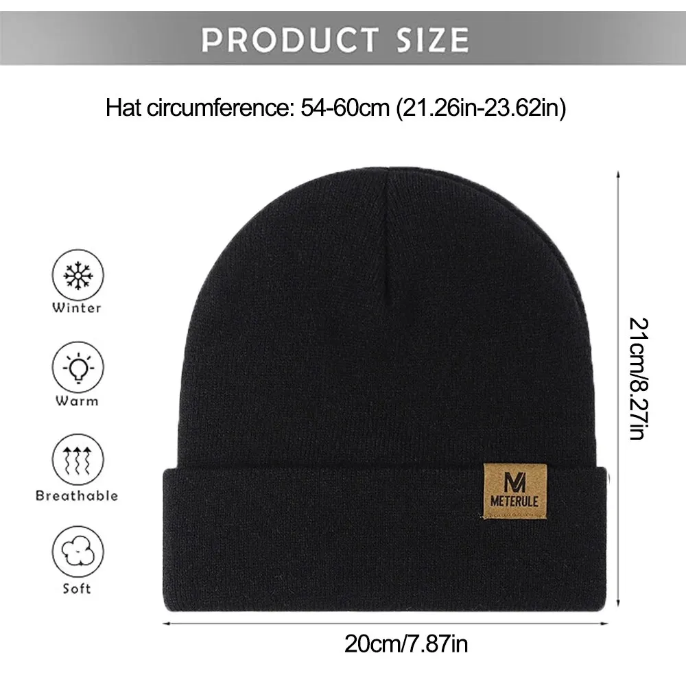 Riding Hat Knit Cuffed Beanie for Men Women Winter Warm Knitted Beanie Hats for Skiing Outdoor Camping Traveling Cycling Cap