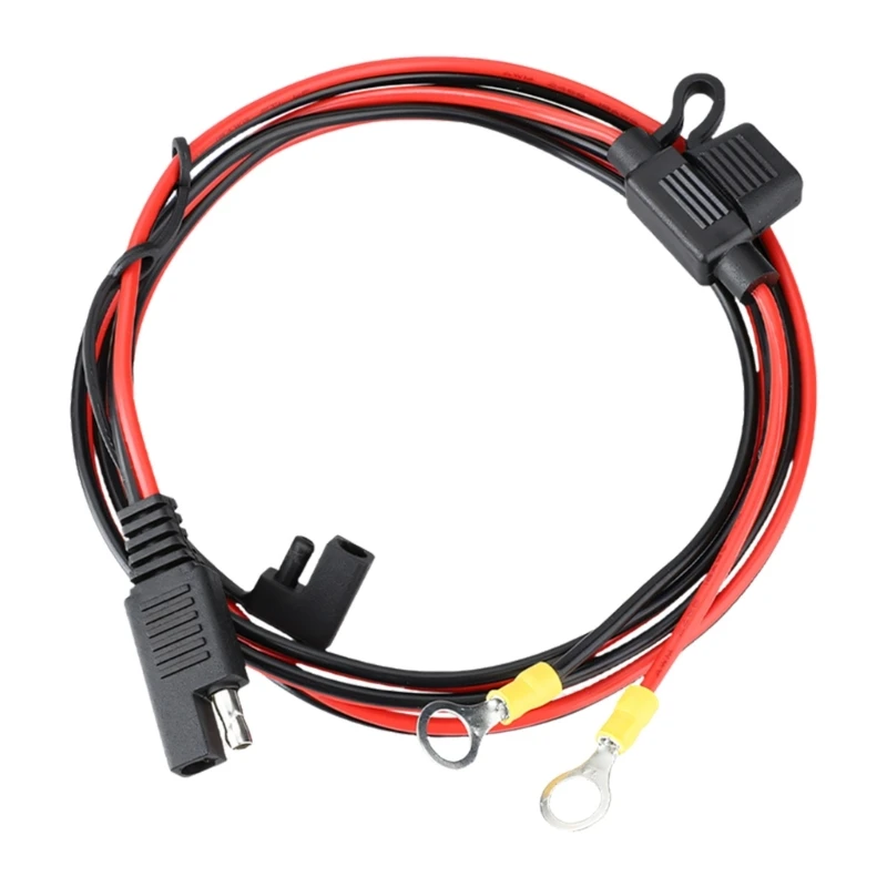 Motorcycle Charging Cable 2 Pin Power Assembly 150cm/59.05inch with Eyelet Ends and Protective Cover for Maintainer Access and B