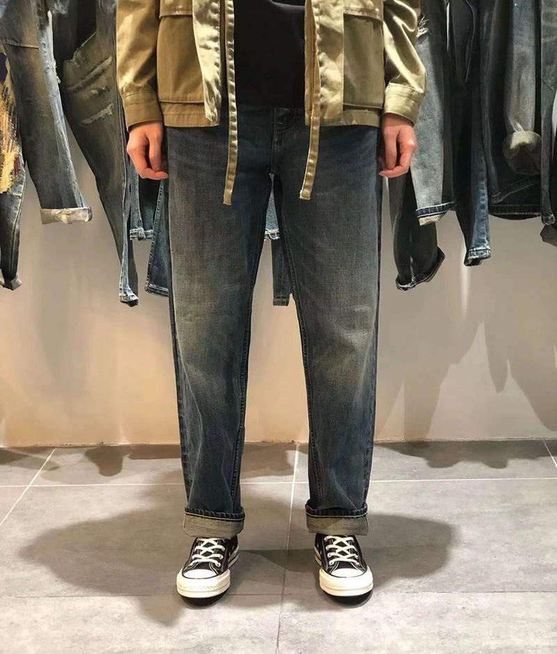 

Slimming Effectiven Men's Straight Leg Jeans Faded Waed Autumn Winter New Sle Tapered Fit Long Pants by Transcription