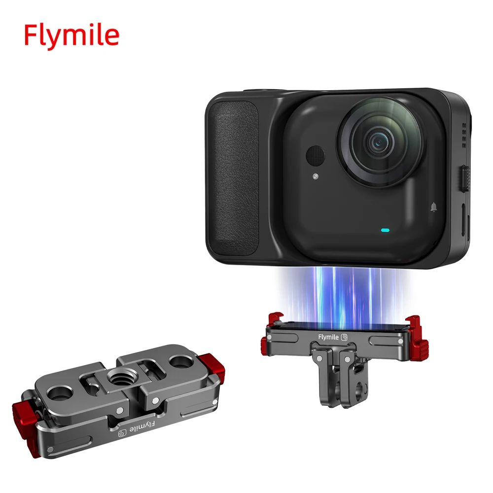 

Flymile Magnetic Quick Release Adapter Mount for Insta360 Go Ultra Accessories Foldable Dual-Claws Base Extension Bracket