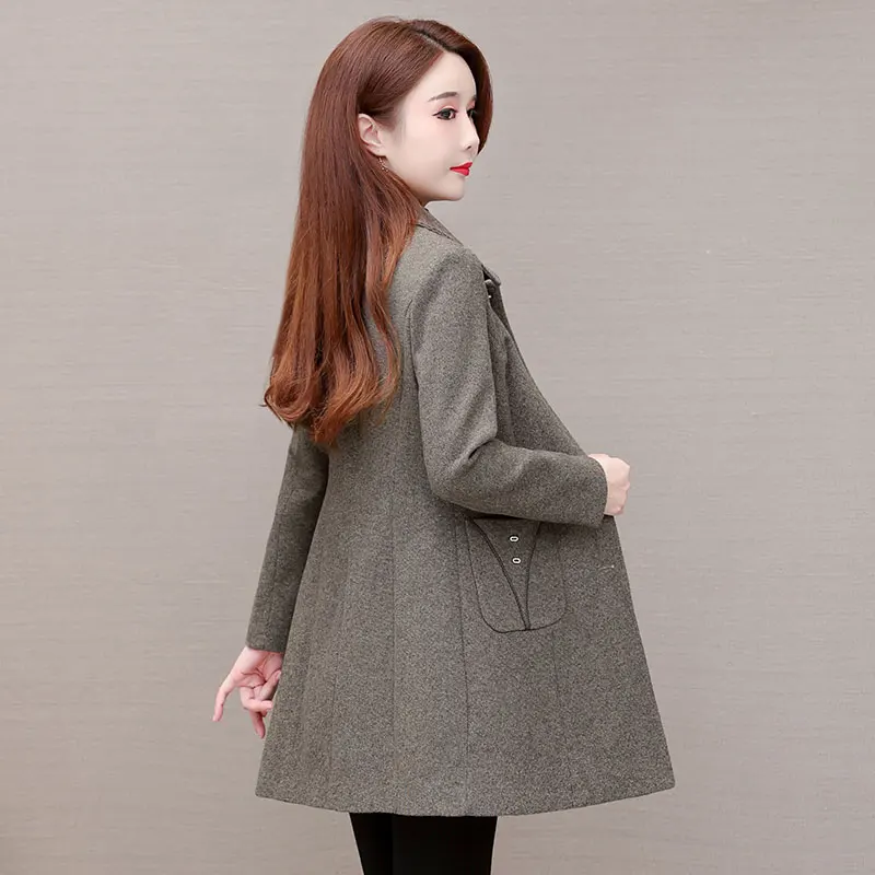 Spring Autumn Mid-length Women Windbreaker Coat Winter Quilted Thicken Elegant Jacket Middle Aged Mother Fashion Casual Outwear