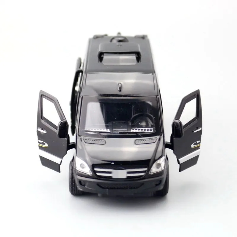 Échelle 1:32 M-B Sprinter MPV Van Jouet Voiture Moulé Sous Pression Véhicule Modèle nervure Retour Son Lumière Portes Ouvrables Collection Cadeau pour Enfant