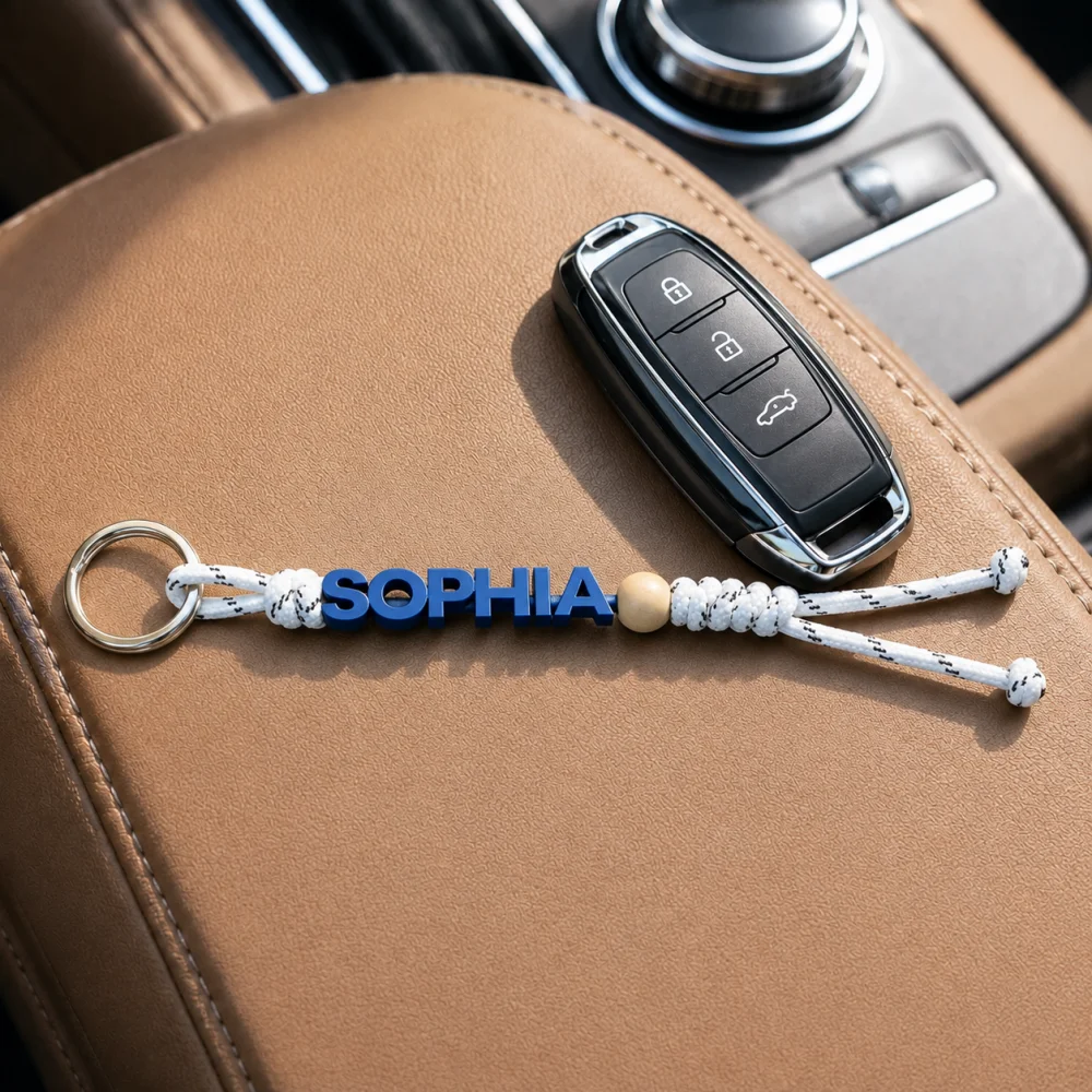 Customizable 3D Text Braided Key Ring