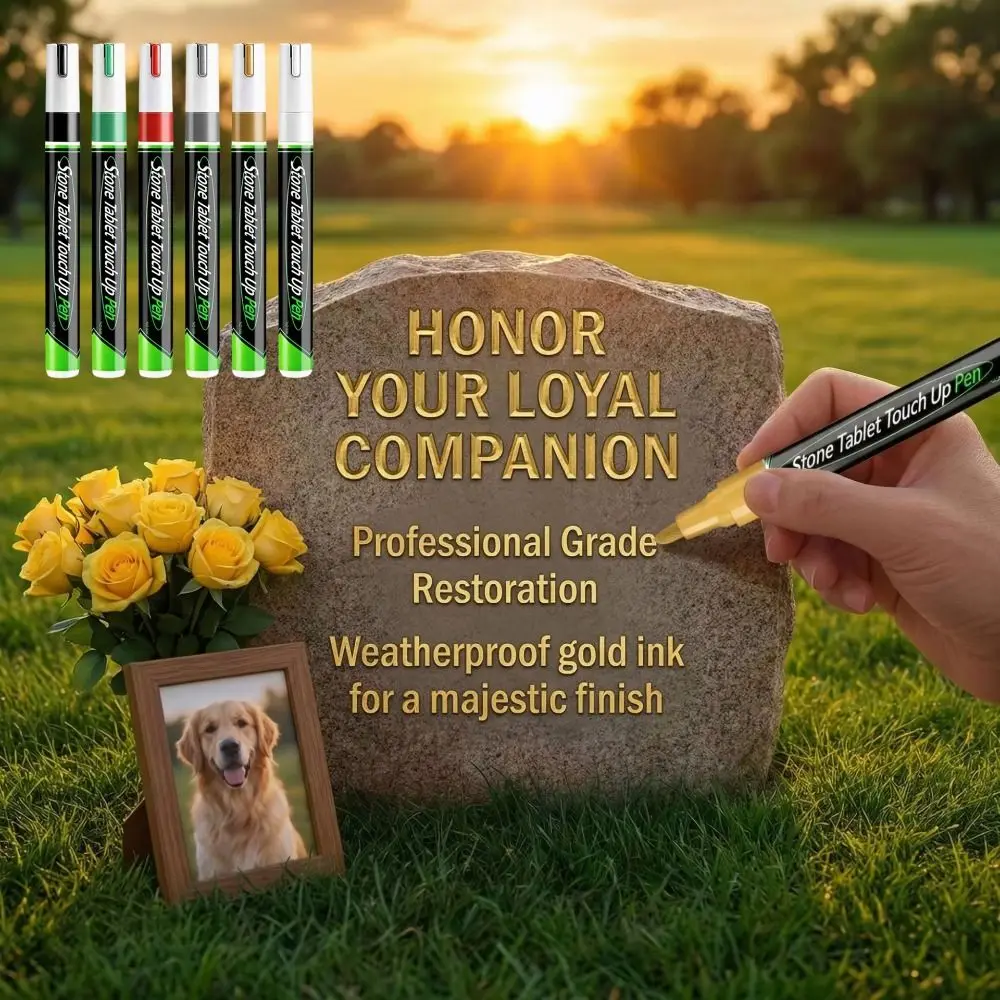 Gold Color Tombstone Touch Up Paint Pen Quick-Drying Oil-Based Inscription Touch Up Paint Waterproof Extra Large Capacity