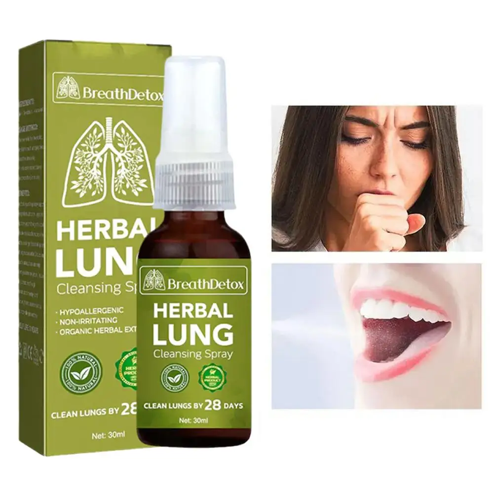 Breath Detox Herbal Lung Cleansing Spray Portable Design Lung Support Respiratory Health Natural Herbal Supplement Leaf Extract