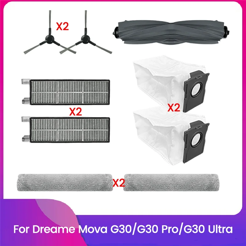 

SANQ 9PCS For Dreame Mova G30/G30 Pro/G30 Ultra Vacuum Cleaner Parts Hepa Filter Tracked Mop Cloth Dust Bag Brush