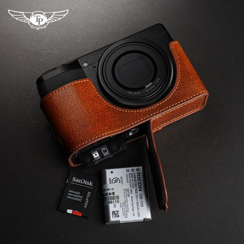 Handmade Camera Genuine Cow Leather Camera Case  Bag Body BOX for Ricoh GR3 GR3X GRIII GRIIIx Protective Sleeve Box Base