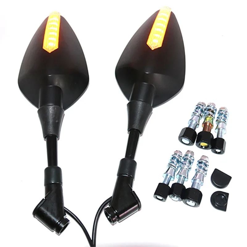 

E9 MARK 10mm Universal Motorcycle Side Rearview Mirrors LED Turn Signal For Honda Suzuki Kawasaki Yamaha Ducati Street Scooter