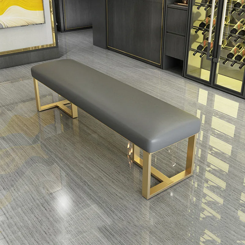 

Light luxury clothing store shoe change stool household door bed end sofa stool stainless steel rest bench bathroom leather stoo