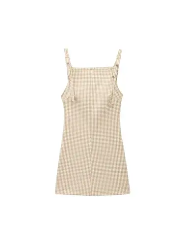 Imagen 2 del producto Minivestido con tirantes y lazo para Mujer, minivestido con cuello recto y cremallera trasera, Vestidos para Mujer