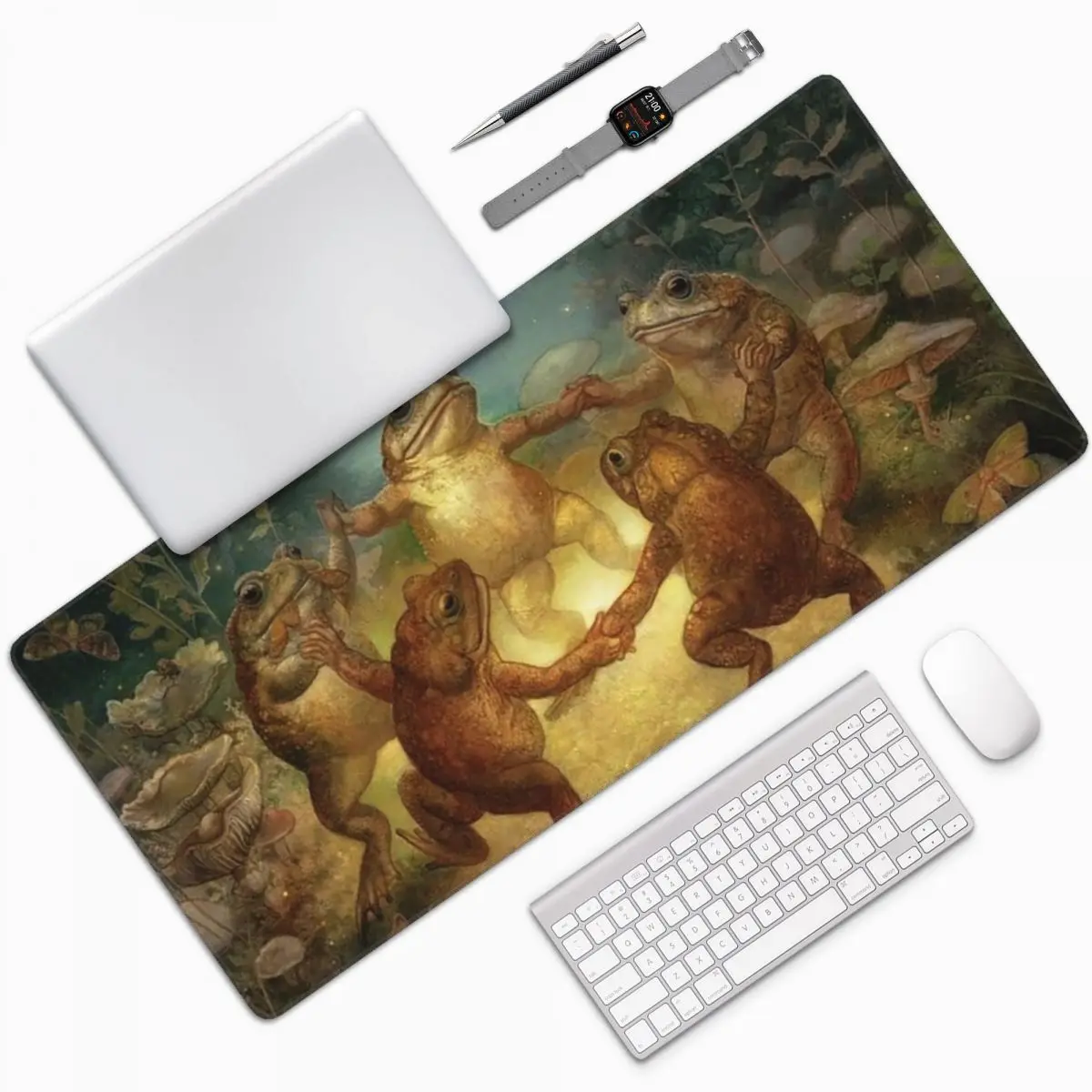 Lively And Romantic Frog Party Large Mouse Pad Computer Keyboard Mouse Mat Gaming Laptop Desk Mat Office Accessories Table Mats