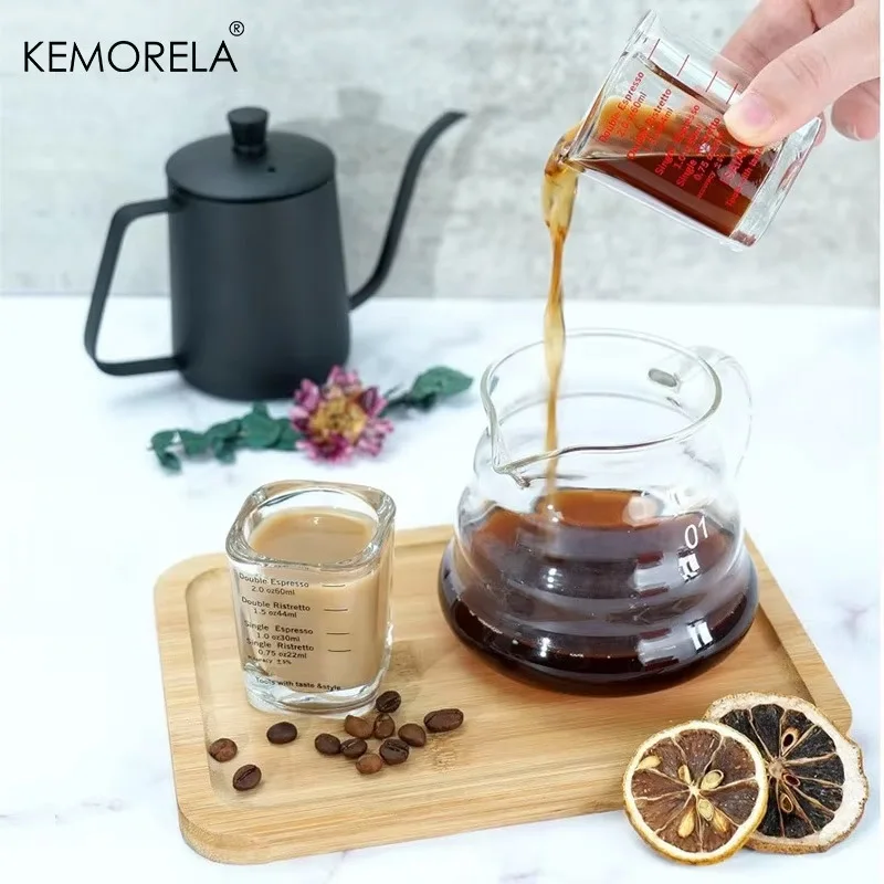Espresso 2PCS Coffee Ounce Roasting Measuring Cup Glass 60ML Square Thickened Ounce Graduated Concentrated Simple Heat-resistant