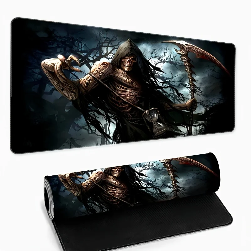 Large skull pattern mouse pad, high-quality keyboard pad, suitable for home office gaming, durable anti-slip and precise locking