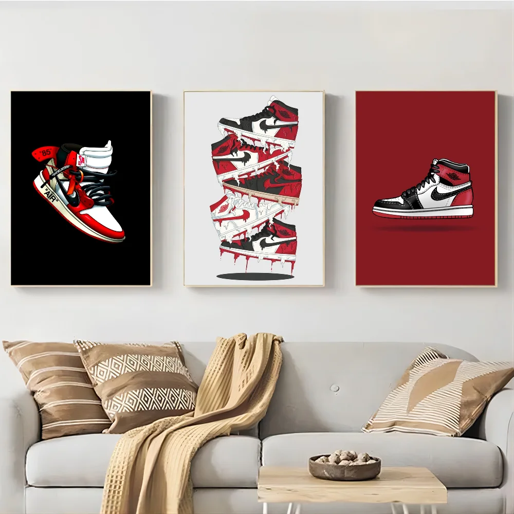 Luxury Fashion Shoes  Poster Self-adhesive Art Waterproof Paper Sticker Coffee House Bar Room Wall Decor