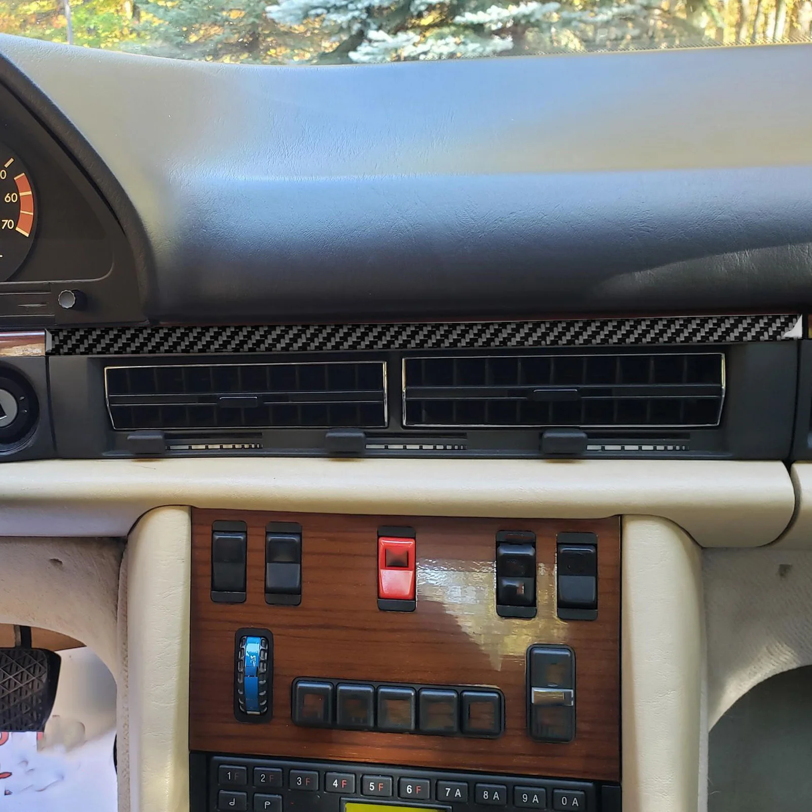 For Mercedes Benz S Class W126 1980-1991 Carbon Fiber Center Console Trim Car Interior Accessorie Modification Trim Stickers