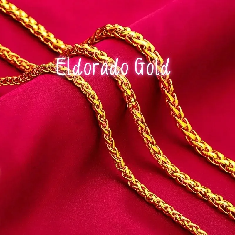 

Ожерелье Eldorado Gold для мужчин, в стиле плетеной веревки, 24K AU999 | Филигранное плетение с нефритовыми бусинами, Refi